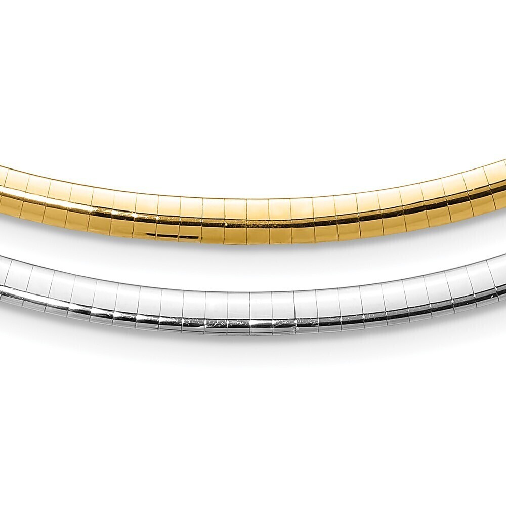 Kazi Luxury 14k Two-tone Lt Reversible 4mm Omega w/extender Necklace